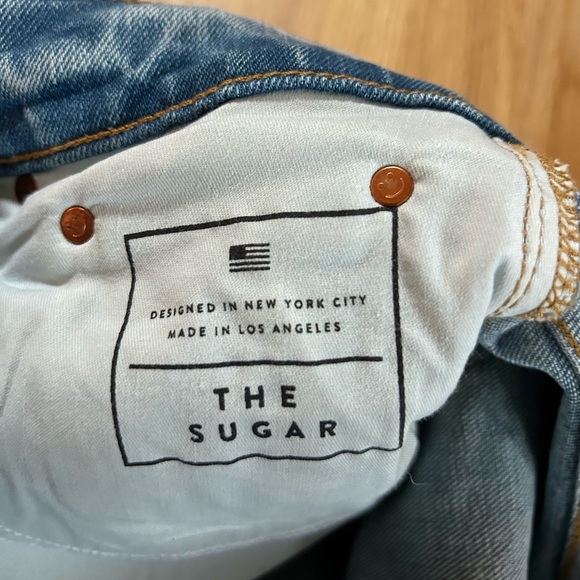 AYR the sugar high rise straight leg jeans classic medium blue denim size 27S - Picture 7 of 14